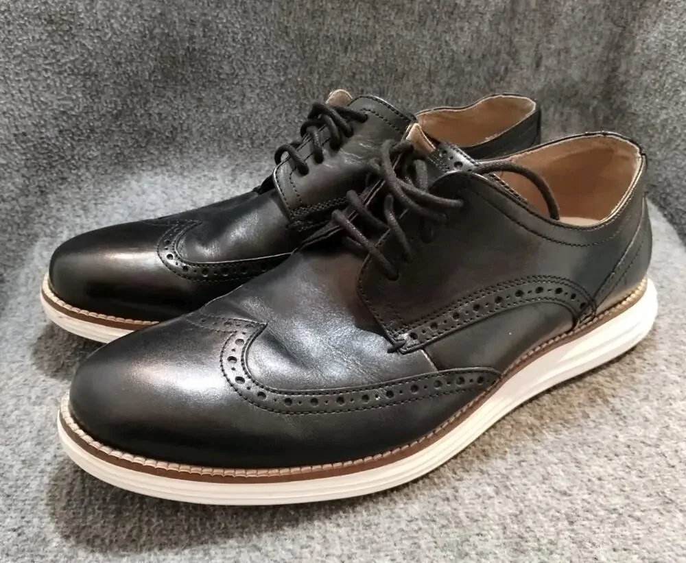 Cole Haan Original Grand Wingtip Oxford Mens US 10 M Black Leather Shoes C26469